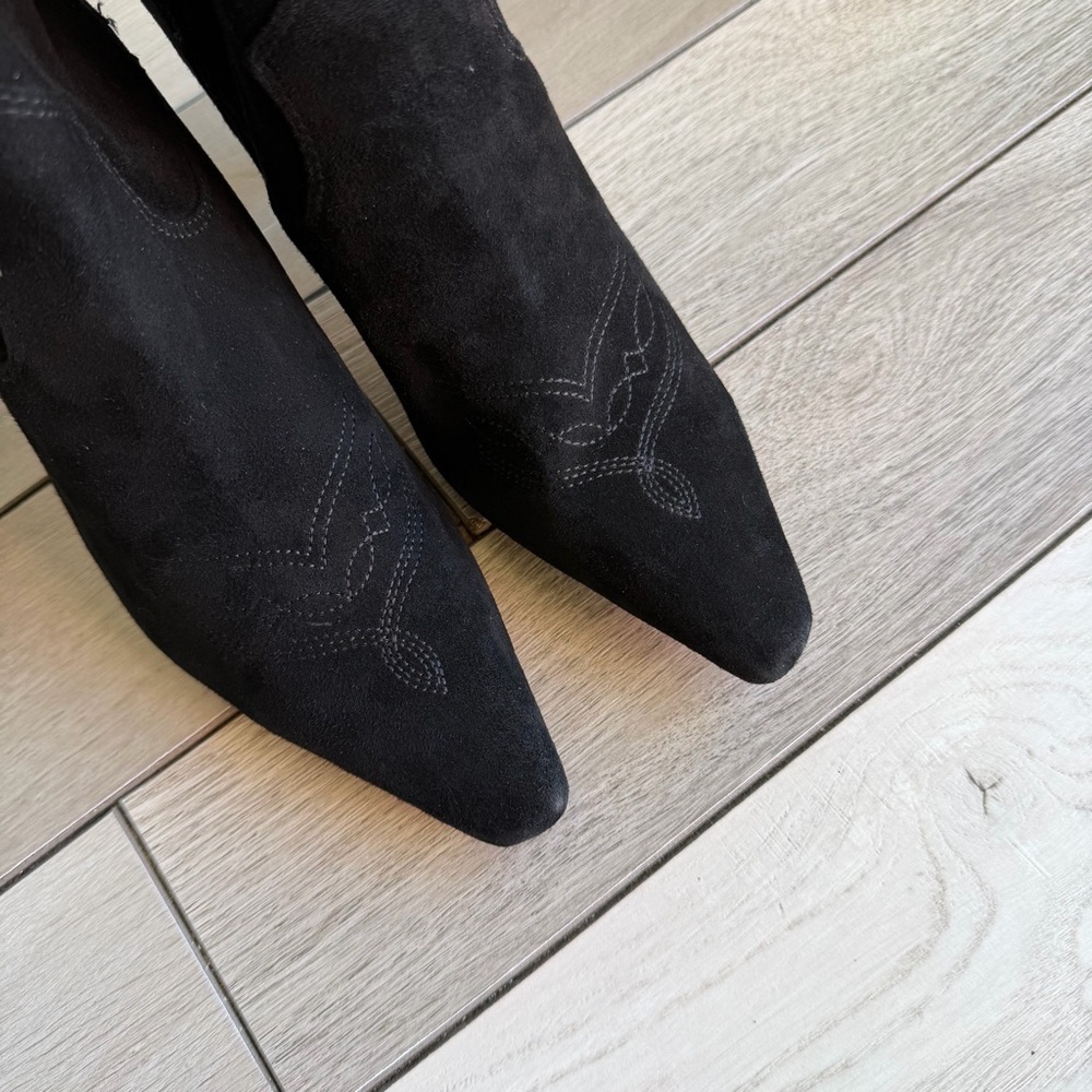 Sam Edelman Moe Embroidered Suede Ankle Boots In Black - Picture 10 of 11
